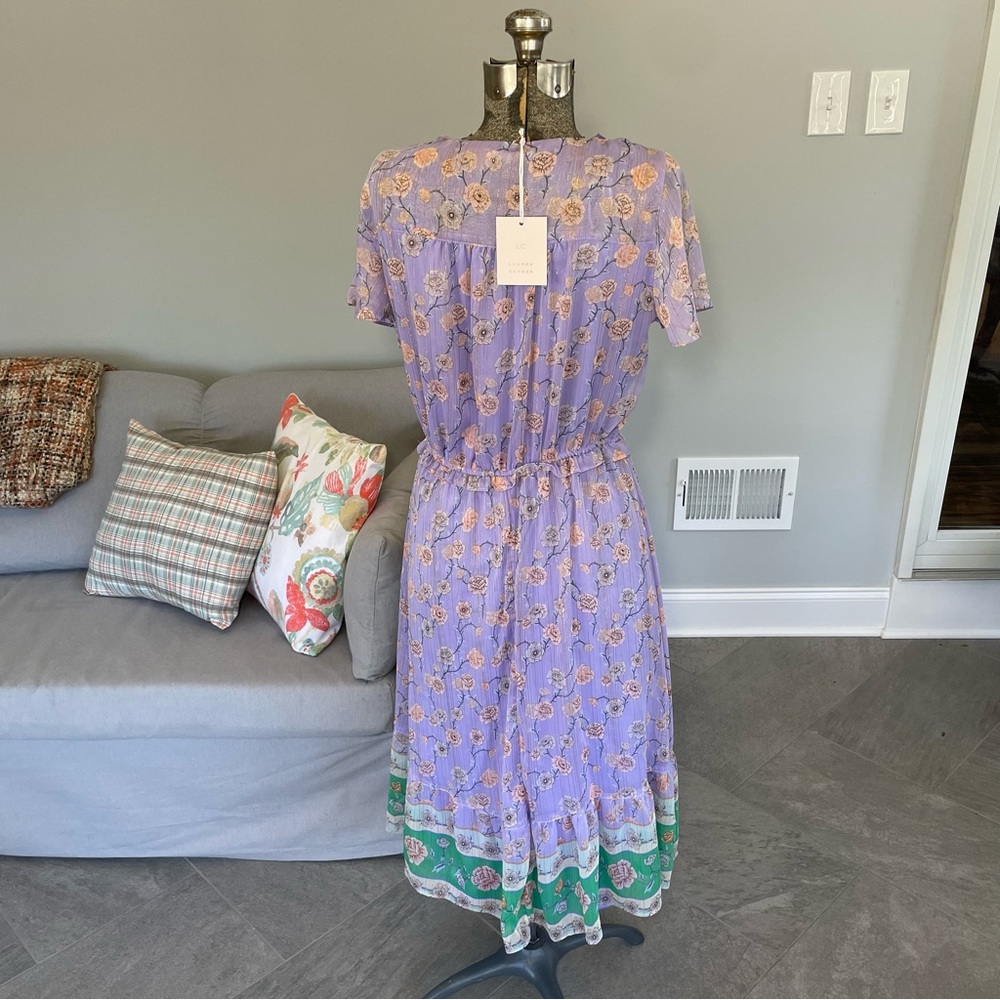 XS M L OX 2X LC Lauren Conrad midi floral green pink purple - Picture 6 of 10